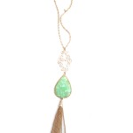 Liora Teardrop Druzy Stone & Filigree Tassel Necklace
